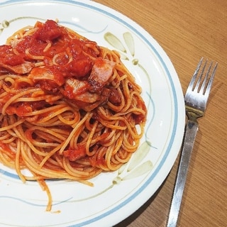 オクラのトマトソーススパゲッティ